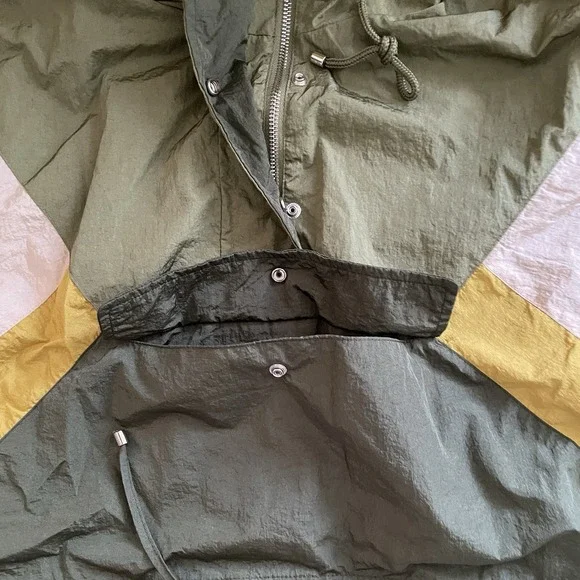 Bershka Cropped Retro Color Block Patchwork‎ Wind Jacket With Hood - Picture 7 of 10